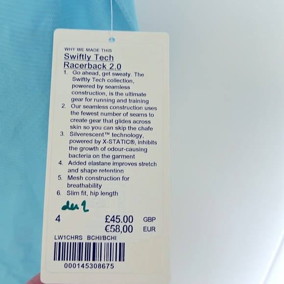 Lululemon Swiftly Tech Racerback Tank Top 2.0 | Blue Chill | Size 4 | NWT - Picture 3 of 7